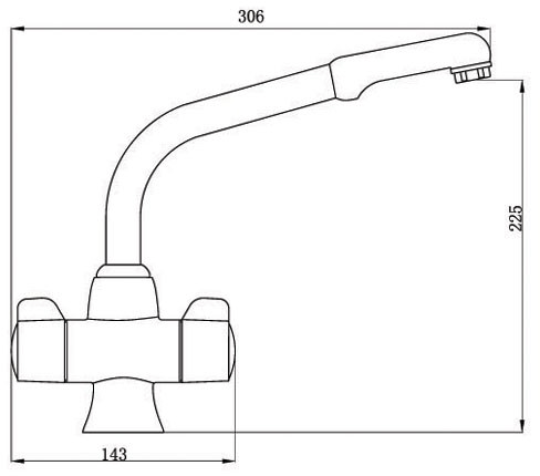 Technical image of Mayfair Kitchen Aspen Monoblock Kitchen Tap With Swivel Spout (Champagne).