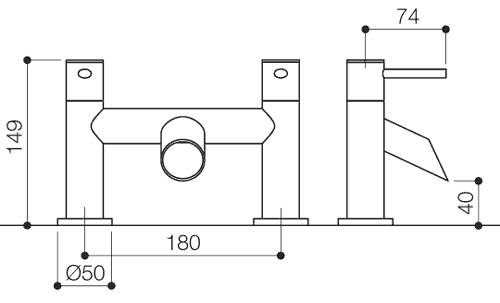 Technical image of Mayfair Liu Bath Filler Tap (Chrome).