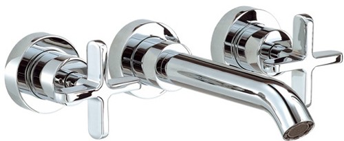 Larger image of Mayfair Loli 3 Tap Hole Wall Mouted Bath Filler Tap (Chrome).