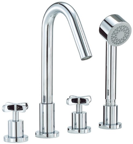 Larger image of Mayfair Loli 4 Tap Hole Bath Shower Mixer Tap With Shower Kit (Chrome).