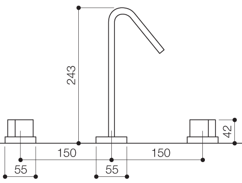 Technical image of Mayfair Milo 3 Tap Hole Basin Mixer Tap With Click-Clack Waste (Chrome).