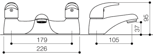 Technical image of Mayfair Orion Bath Filler Tap (Chrome).