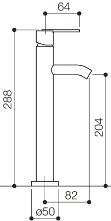 Technical image of Mayfair Zoom Cloakroom Mono Basin Mixer Tap, 288mm High.