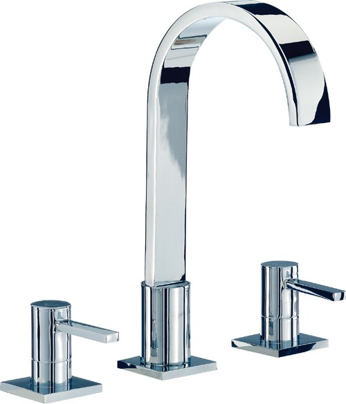 Larger image of Mayfair Wave 3 Tap Hole Basin Mixer Tap With Pop-Up Waste (Chrome).
