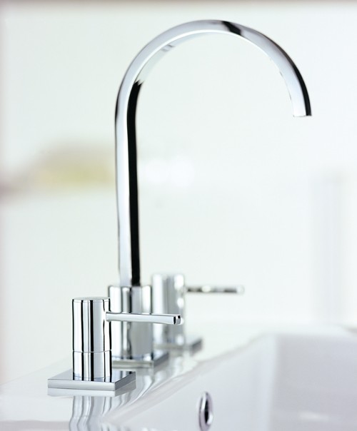 Example image of Mayfair Wave 3 Tap Hole Basin Mixer Tap With Pop-Up Waste (Chrome).