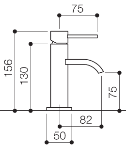 Technical image of Mayfair Wave Cloakroom Mono Basin Mixer Tap (156mm High, Chrome).