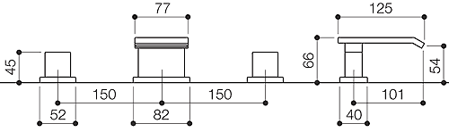 Technical image of Mayfair Rio 3 Tap Hole Waterfall Bath Filler Tap (Chrome).