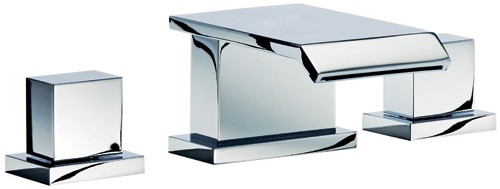 Larger image of Mayfair Rio 3 Tap Hole Waterfall Basin Mixer Tap With Click-Clack Waste (Chrome).