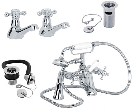 Larger image of Mayfair Ritz Basin & Bath Shower Mixer Tap Pack With Wastes.