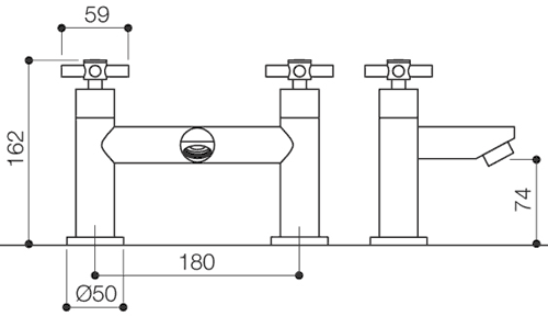 Technical image of Mayfair Series C Bath Filler Tap (Chrome).