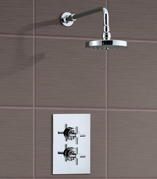 Example image of Mayfair Series X Twin Thermostatic Shower Valve With Fixed Shower Head.