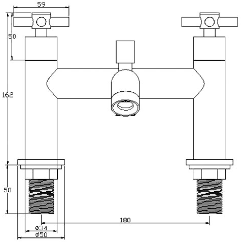 Technical image of Mayfair Series D Bath Shower Mixer Tap With Shower Kit (Chrome).