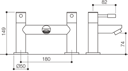 Technical image of Mayfair Series F Bath Filler Tap (Chrome).