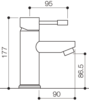 Technical image of Mayfair Series F Mono Basin Mixer Tap With Pop Up Waste (Chrome).