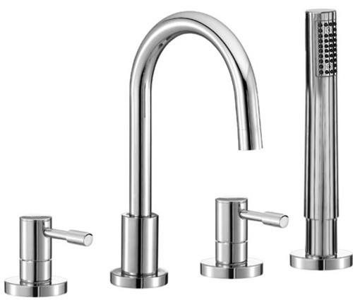 Larger image of Mayfair Series F 4 Tap Hole Bath Shower Mixer Tap With Shower Kit (Chrome).