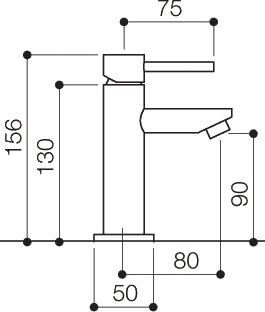 Technical image of Mayfair Series F Cloakroom Mono Basin Mixer Tap (156mm High).