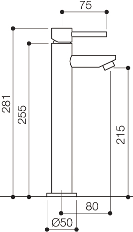 Technical image of Mayfair Series F Cloakroom Mono Basin Mixer Tap (281mm High).