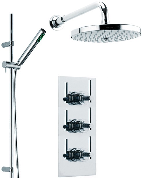 Larger image of Mayfair Series L Triple Thermostatic Shower Valve Set With Shower Kit.