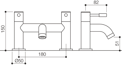 Technical image of Mayfair Series G Bath Filler Tap (Chrome).