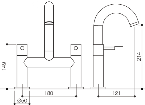 Technical image of Mayfair Series G Bath Filler Tap (High Spout, Chrome).