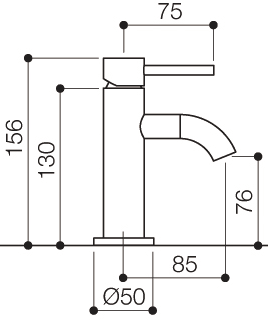 Technical image of Mayfair Series G Basin Mixer Tap (156mm High).