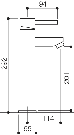 Technical image of Mayfair Series K Basin Mixer Tap, Freestanding, 292mm High (Chrome).