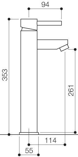 Technical image of Mayfair Series K Basin Mixer Tap, Freestanding, 353mm High (Chrome).