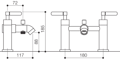 Technical image of Mayfair Stic Bath Shower Mixer Tap With Shower Kit (Chrome).