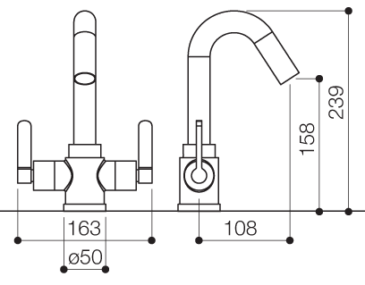 Technical image of Mayfair Stic Mono Basin Mixer Tap With Pop-Up Waste (Chrome).