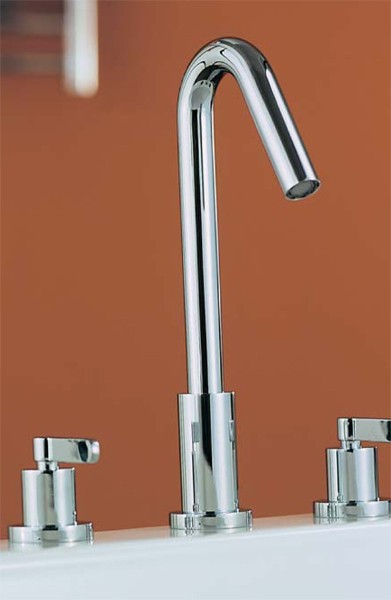 Example image of Mayfair Stic 3 Tap Hole Basin Mixer Tap With Pop-Up Waste (Chrome).