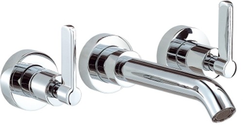 Larger image of Mayfair Stic 3 Tap Hole Wall Mouted Basin Mixer Tap (Chrome).