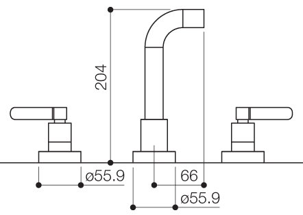 Technical image of Mayfair Stic 3 Tap Hole Wall Mouted Bath Filler Tap (Chrome).