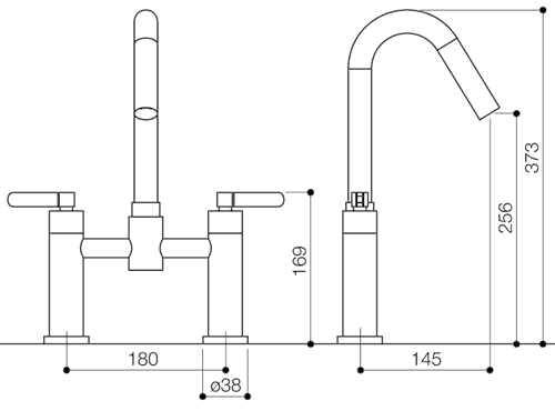 Technical image of Mayfair Stic Bath Filler Tap (High Spout, Chrome).