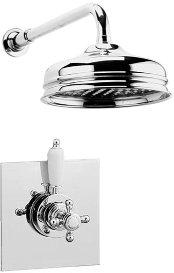 Larger image of Mayfair Traditional Dual Thermostatic Shower Valve With Fixed Shower Head.