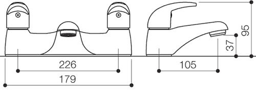 Technical image of Mayfair Titan Bath Filler Tap (Chrome).