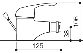 Technical image of Mayfair Titan Mono Bidet Mixer Tap With Pop Up Waste (Chrome).