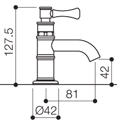 Technical image of Mayfair Tait Lever Basin Taps (Pair, Chrome).