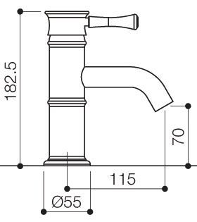 Technical image of Mayfair Tait Lever Mono Basin Mixer Tap With Pop-Up Waste (Chrome).