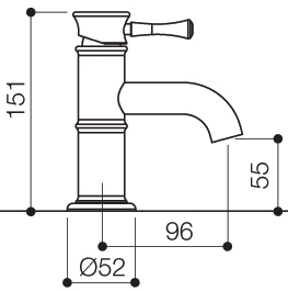 Technical image of Mayfair Tait Lever Cloakroom Mono Basin Mixer Tap (Chrome).