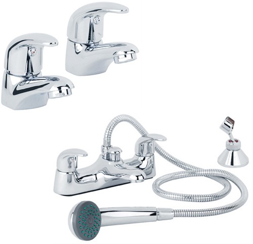 Larger image of Mayfair Titan Basin & Bath Shower Mixer Tap Pack (Chrome).