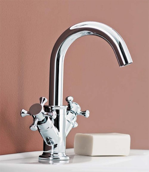 Example image of Mayfair Tait Cross Mono Basin Mixer Tap With Pop-Up Waste (Chrome).
