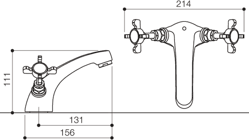 Technical image of Mayfair Westminster Mono Basin Mixer Tap With Pop Up Waste (Chrome).