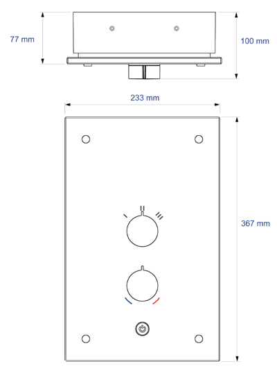 Technical image of Mira Azora 9.8kW Electric Shower. Thermostatic With Frosted Glass Front.