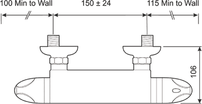 Technical image of Mira Coda Thermostatic Bar Shower Valve (Chrome).