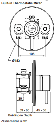 Technical image of Mira Element Concealed Thermostatic Shower Valve With Slide Rail Kit (Chrome).