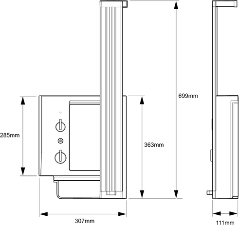 Technical image of Mira Elevate 10.8kW Electric Shower With Storage (White & Chrome).