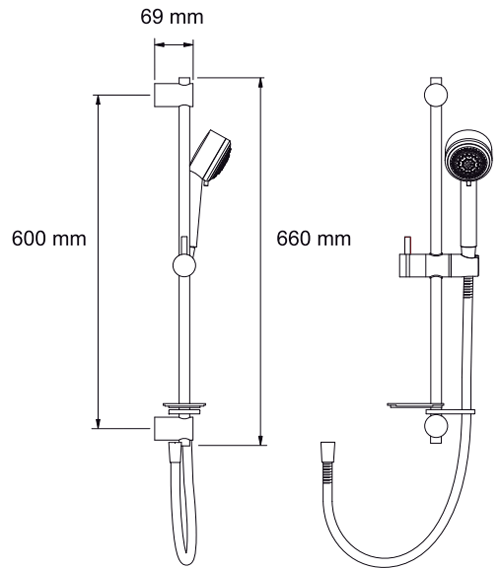 Technical image of Mira Electric Showers Mira Escape 9.8kW thermostatic, satin chrome.