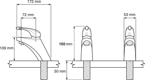 Technical image of Mira Excel Bath Taps (Pair, Chrome).