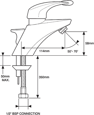 Technical image of Mira Excel Mono Bidet Mixer Tap (Chrome).