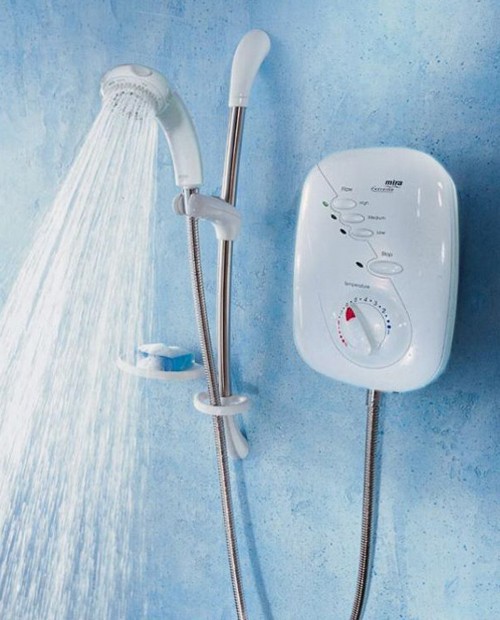 Larger image of Mira Power Showers Mira Extreme Thermostatic in white and chrome.